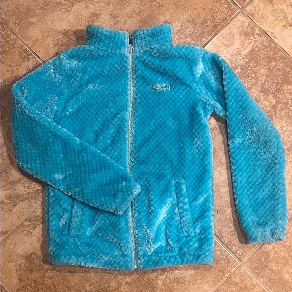 Columbia Girls Plush Fleece Jacket – Aqua Blue Size Large